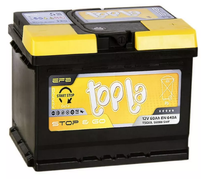 Аккумулятор TOPLA 60 Ah 640 A ОП D24 EFB