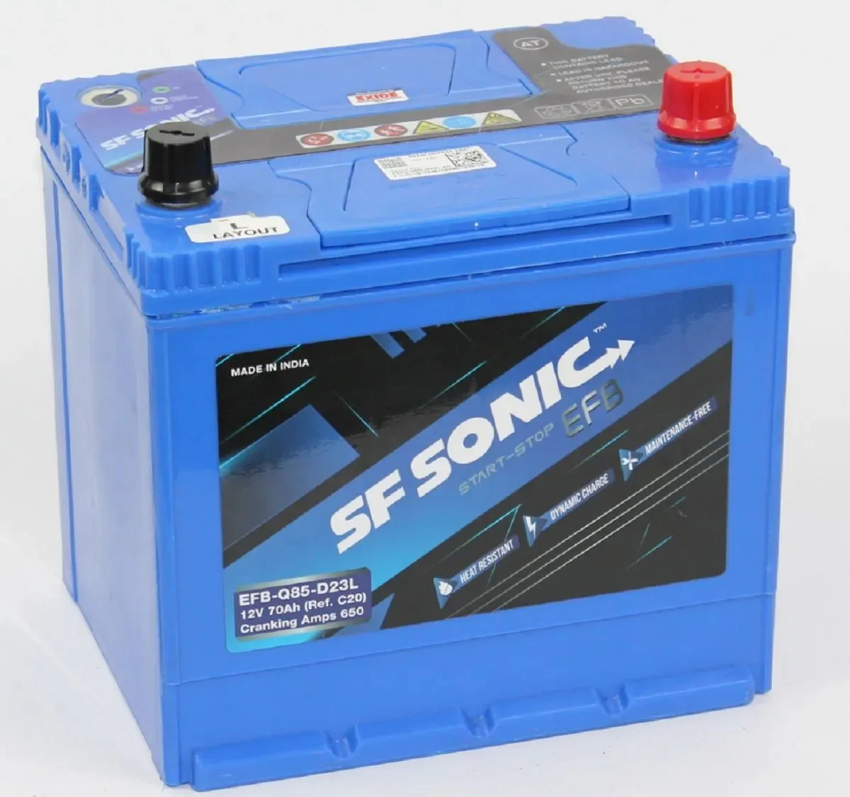 Аккумулятор SF SONIC EFB 70 Ah 650 А ОП D23L ВЫСОКАЯ борт START STOP