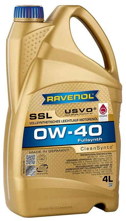 Масло моторное Ravenol 0W40 SSL A3/B4 CF/SN синтетическое 4