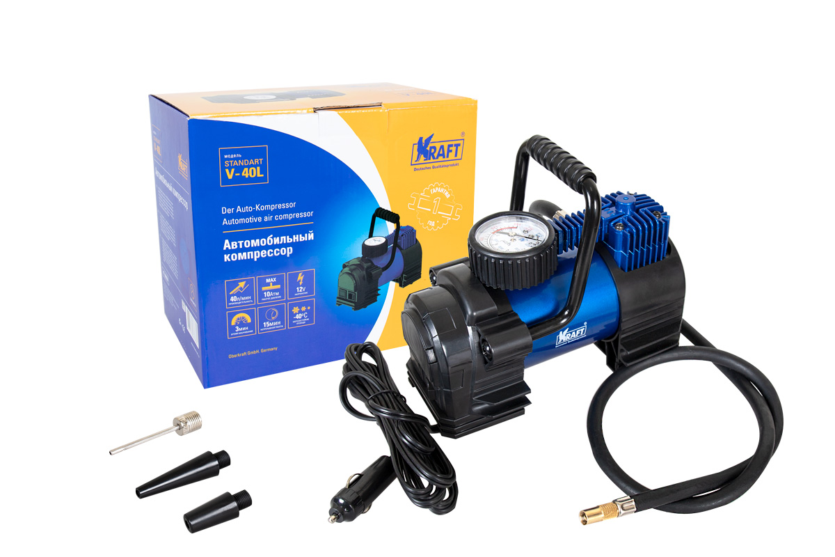 Компрессор Kraft STANDART V-40L, 3 насадки, сумка KT 800036