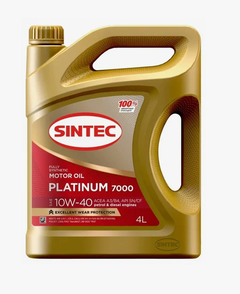 Масло Sintoil Sintec 10W40 platinum 7000 A3/B4 SN синтетическое 4 л