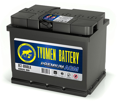 Аккумулятор TYUMEN 60 Ah 650 A battery PREMIUM AGM (Ca/Ca) ОП