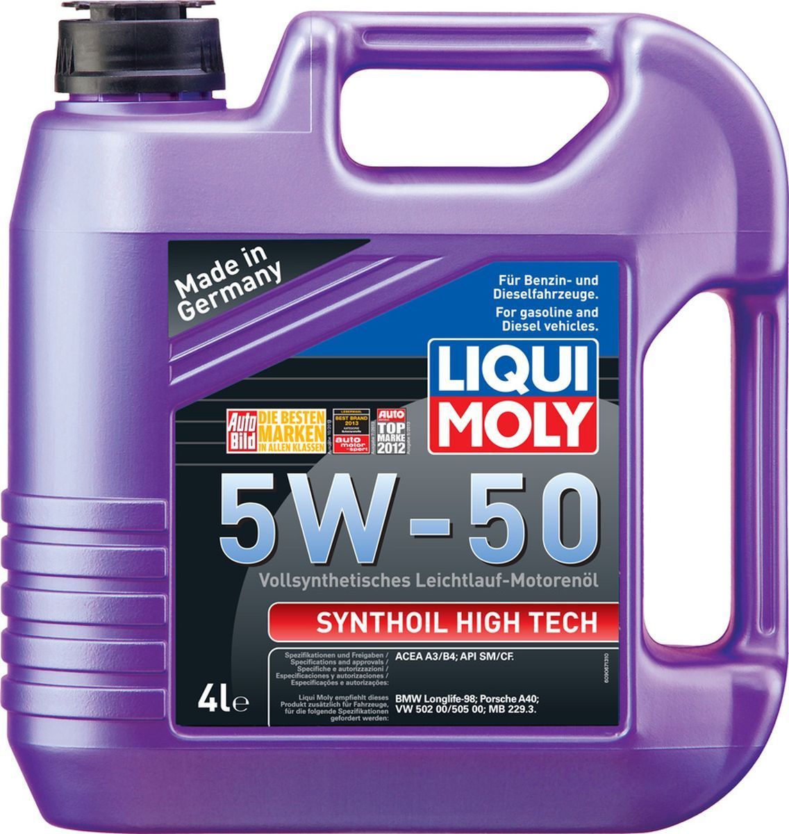 Масло LiquiMoly 5W50 Synthoil High Tech синтетическое SM/CF А3/В4 4 литра
