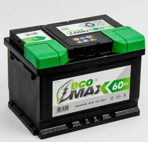 Аккумулятор EcoMax 60 Ah 540 A НИЗКИЙ ОП (Завод BOSCH) фото магазина Бери Масло