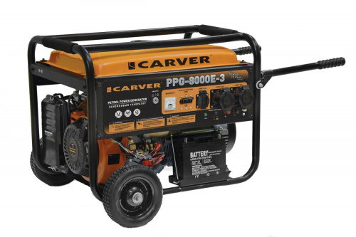Генератор бенз. CARVER PPG- 8000E-3 (LT-190F,6,0/6,5кВт,220/380В,бак25л,эл.ст.,кол/рук.,мед)