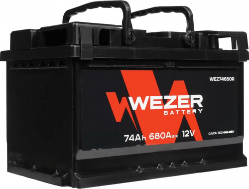 Аккумулятор WEZER 74 Ah 680 A ОП E43 низкая фото магазина Бери Масло