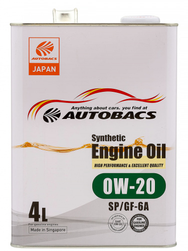 Масло моторное AUTOBACS Synthetic Engine Oil 0W20 SP/GF-6A синтетическое 4 л