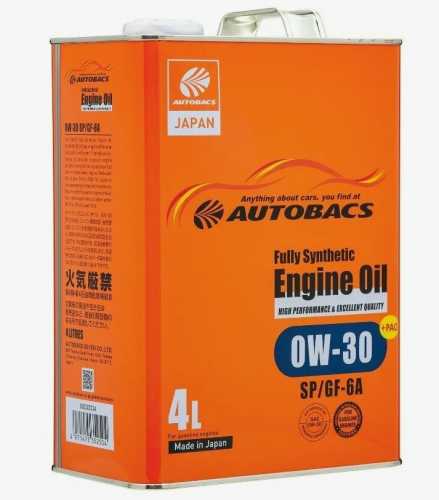 Масло моторное AUTOBACS Fully Synthetic Engine Oil 0W30 SP/GF-6A синтетическое 4л