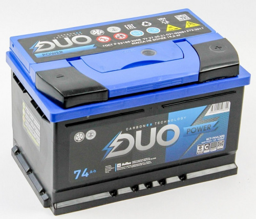 DUO POWER 74 Ah 750 A низкий фото магазина Бери Масло