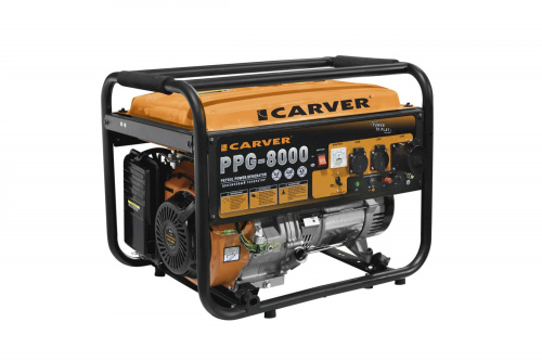 Генератор бенз. CARVER PPG- 8000 (LT-190F, 6,0/6,5кВт, 220В, бак 25л, обмотка медь)