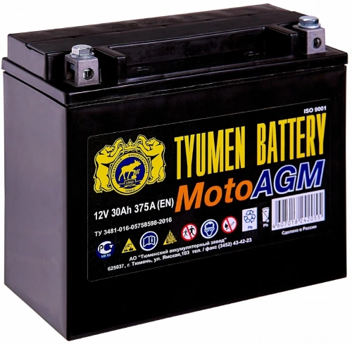 Аккумулятор 6МТС30 - AGM (Гелевый) TYUMEN BATTERY фото магазина Бери Масло