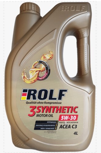 Масло Rolf 3-Synthetic 5W30 С3 синтетическое 4 литра пластик