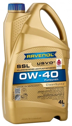 Масло моторное Ravenol 0W40 SSL A3/B4 CF/SN синтетическое 4