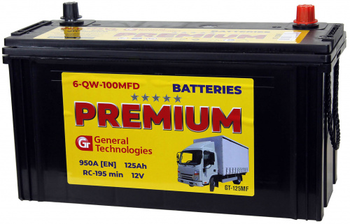 Аккумулятор GENERAL TECHNOLOGIES 125 Ah 950 A ПП фото магазина Бери Масло