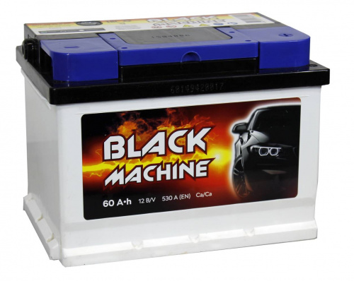 Аккумулятор BLACK MACHINE 60 Ah 530 A НИЗКИЙ фото магазина Бери Масло
