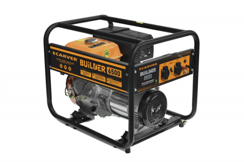 Генератор бенз. CARVER PPG- 6500 BUILDER (LT-188F, 5,0/5,5кВт, 220В, бак 6,5 л, обм. медь)