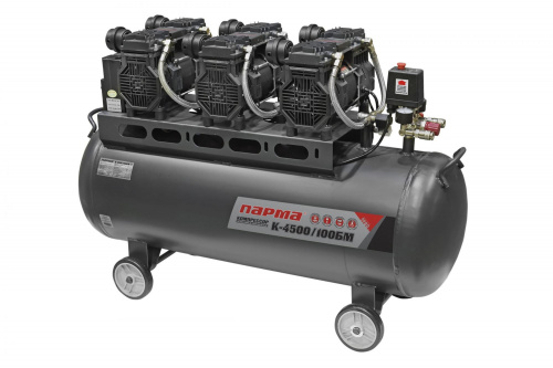 Компрессор Парма K-4500/100БМ (безмаслян. 3*1500 Вт, 100л, 711 л/м)