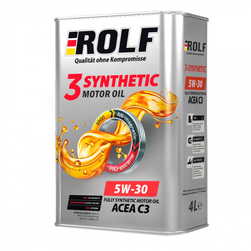 Масло Rolf 3-Synthetic 5W30 С3 синтетическое 4 литра