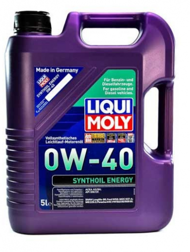 Масло моторное LiquiMoly 0W40 Synthoil Energy синтетическое SM/CF А3/В4 5 литр