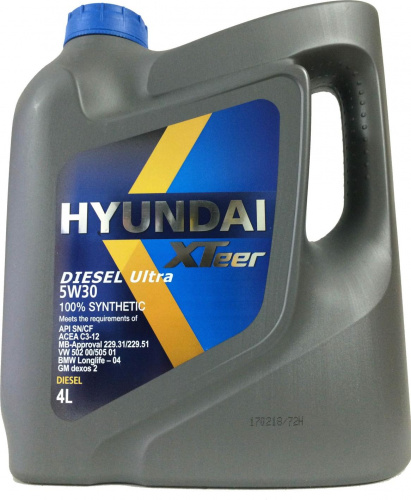 Масло моторное Hyundai XTeer Diesel Ultra SN/GF 5W30 4 л 100% Synthetic